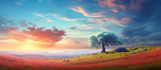 Wall Mural - Beautiful and serene landscape showing the true colors of nature truly a breath taking experience. Creative banner. Copyspace image