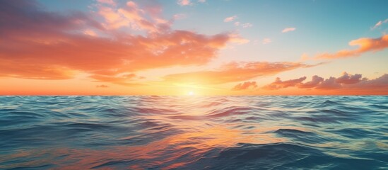 Poster - Scenic view of beautiful sunset above the sea. Creative banner. Copyspace image