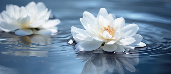 Aufkleber - Nymphaea nouchali Nil Manel Flower with Pond. Creative banner. Copyspace image