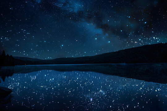 night lake with starry sky