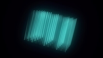 Leinwandbilder - Abstract blue cube with connecting dots and lines. Big data visualization. Blockchain technology concept. Wireframe network connection structure. 3d rendering.
