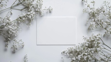 Wall Mural - Blank Card with Dark Floral Background
