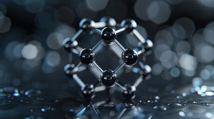 A detailed close-up of hydrogen element sample reveals its atomic structure, showcasing its characteristics in a realistic and minimalistic way. Created with Generative AI.