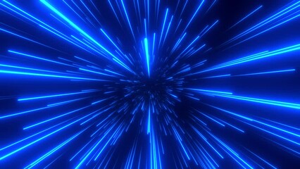 Wall Mural - bright radial light beams. abstract background in blue neon glow color. light burst in universe. spa