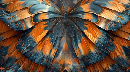 Closeup macro view of beautiful colorful abstract butterfly wing pattern