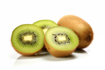 Wall Mural - photo of a fresh kiwi fruit isolated on white background 