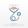 © Bash_Stock - Doctors day greeting card design with stethoscope, flat design