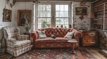 Wall Mural - Typical dutch farm interiour, vintage furniture, generated with AI