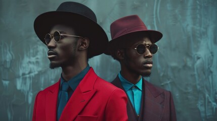 African Models. Fashionable Black Men in Classic Business Attire with Stylish Accessories