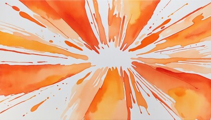 Wall Mural - watercolor stain orange banner on white background