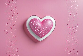 Wall Mural - heart icon on pink, wall paper