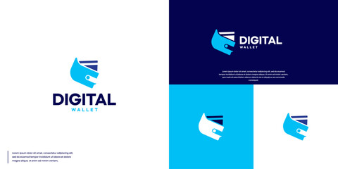 Wall Mural - Credit card and wallet logo, with modern clean style, digital tech, payment, logo design concept.