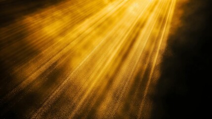 Poster - Golden rays of light with dust particles on a dark background.