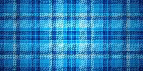 Wall Mural - Abstract blue background with modern kilt-style checkered pattern, stripes, and gradient squares in bright blue hues, blue