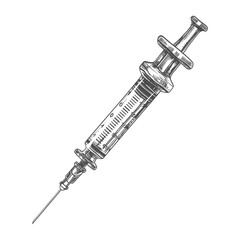 Wall Mural - medical syringe with engraving style black color only