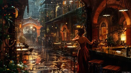 Wall Mural - illustration belle epoque and jazz age background, 16:9