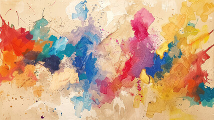 Wall Mural - Bright abstract splashes of color on rough paper