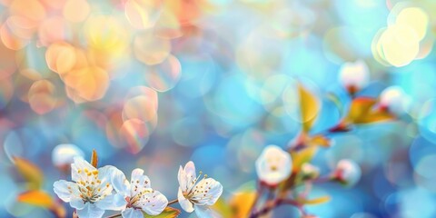 A close-up shot of a branch of a tree with white flowers
