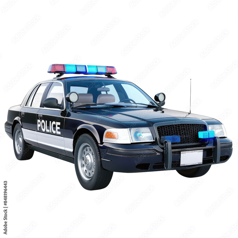 3D police car law enforcement vehicle design isolated on a transparent ...