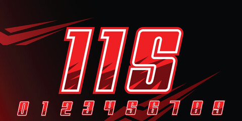 Canvas Print - racing number 115 logo design, with gradient red color for racing, sports motorbikes and racing jerseys