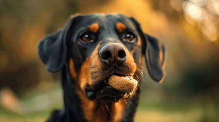 Wall Mural - Dog enjoying a treat after a successful training session