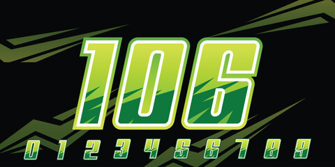 Wall Mural - racing number 106 logo design, with gradient light green for racing, motorsport and racing jerseys