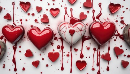 Wall Mural - Blood-Stained Hearts Art Installation Concept