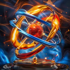 Wall Mural - mesmerizing atomic structure with swirling energetic particles