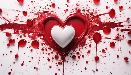 Wall Mural - Hearts in Valentine-Themed Artistic Paint Splatter