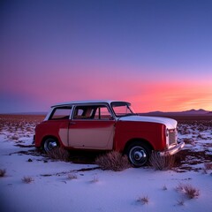 classic car at the beach