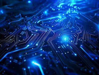 Wall Mural - captivating blue digital circuit board background for it tech and design concepts