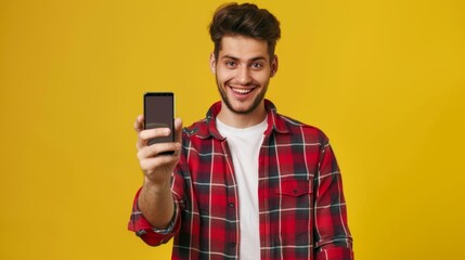 Poster - The man holding smartphone