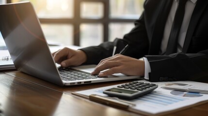 Poster - The businessman at work desk