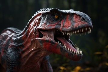 Wall Mural - close-up view of a prehistoric dinosaur. photorealistic.