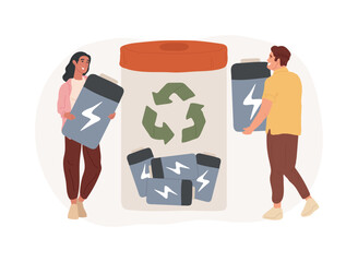 Wall Mural - Battery recycling isolated concept vector illustration.