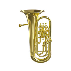 Wall Mural - Shiny brass tuba on transparent background