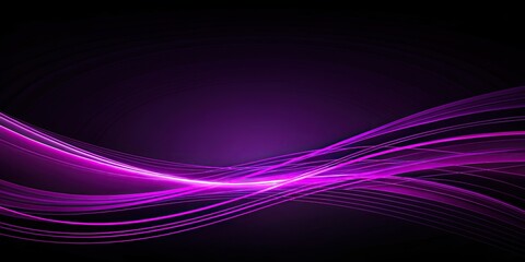 Wall Mural - Minimalistic elegance in black and dark abstract background with purple colorful lines for web designs and wallpapers