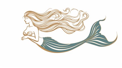 Wall Mural - Vector illustration of a beautiful mermaid.