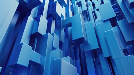 Wall Mural - Blue Cubes on Abstract Background