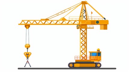 Poster - A flatstyle vector illustration depicts a construction crane isolated on a white background