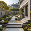 © Rhony - The garden is neat and tidy with granite walls and solid block steps