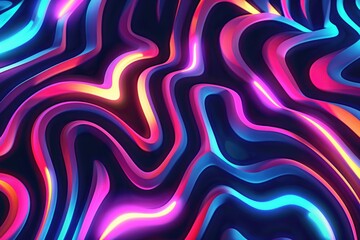 Neon psychedelic zebra waves on textured background. 1960s style.