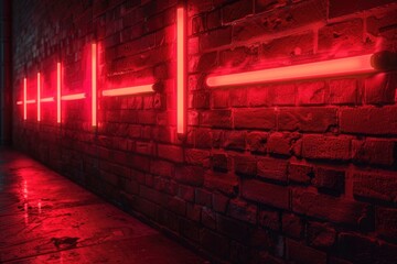 Wall with neon red lights