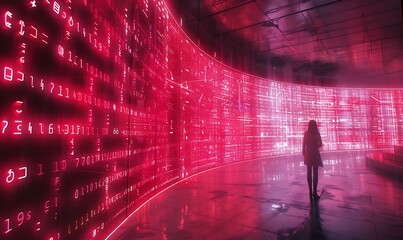 Wall Mural - Neon Matrix A Futuristic Wave of Data Deluge
