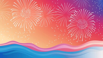 Wall Mural - A colorful background with fireworks in the sky