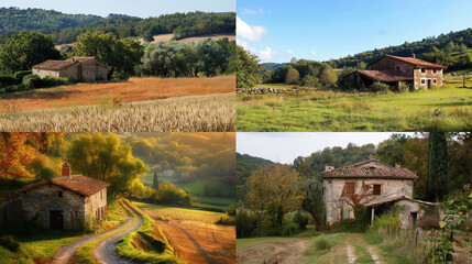 Wall Mural - landscape in the village