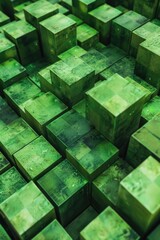 Wall Mural - Stacked green cubes