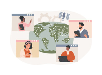 Wall Mural - global network connection isolated concept vector illustration.