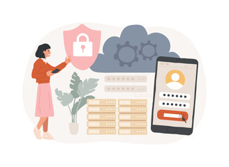 Wall Mural - Cloud computing security isolated concept vector illustration.