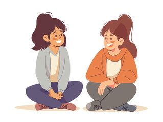 white background, Two friends sharing a joke and laughing together., very simple and isolate in the style of animated illustrations, white background